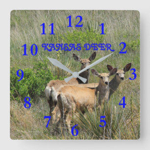 Kansas Deer Vierkante Klok