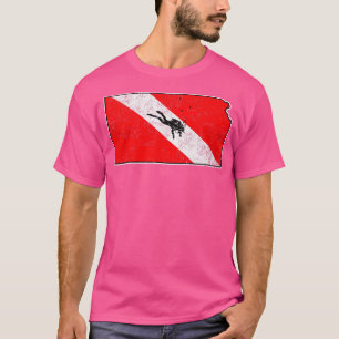 Kansas Duik Vlag Scuba Duiken State Kaart Duik Vla T-shirt
