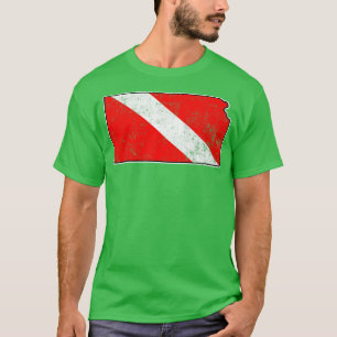 Kansas Duik Vlag Scuba Duiken State Kaart Duik Vla T-shirt