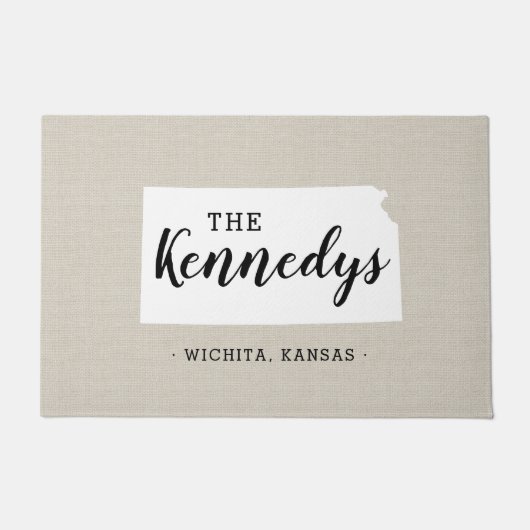 Kansas Family Monogram State Doormat Deurmat (Voorkant)