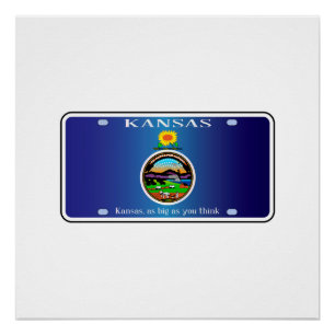 Kansas Flag License Bord Perfect Poster