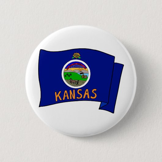 Kansas Flag Ronde Button 5,7 Cm (Voorkant)