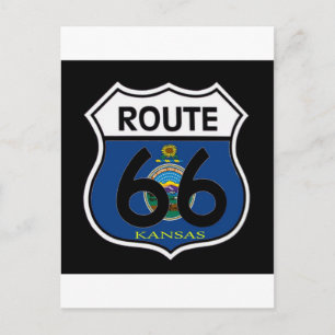 Kansas Flag Route 66 Shield Briefkaart