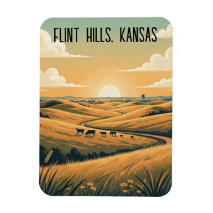 Kansas Flint Hills Reis Souvenir Magneet