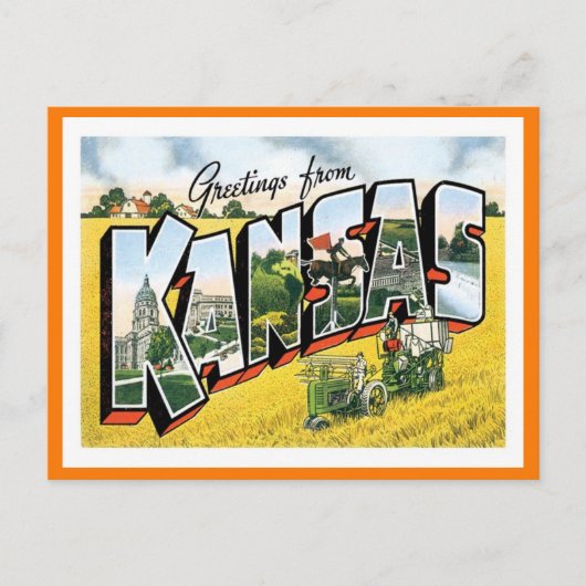 Kansas Greetings uit de VS Briefkaart (Voorkant)