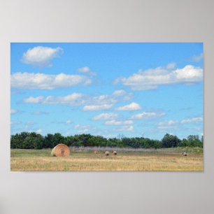 Kansas Hay Bales Poster