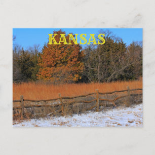 Kansas Herfst/Winter Landscape Post Kaart. Briefkaart