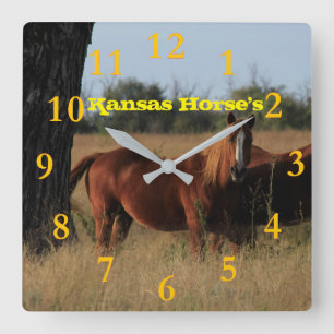 Kansas Horse's Wall Clock Vierkante Klok