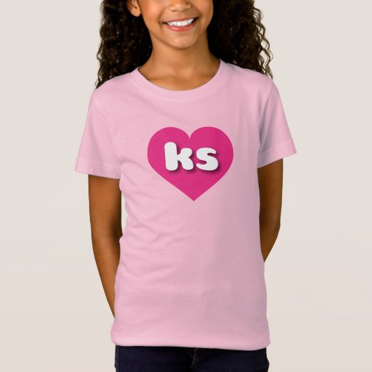 Kansas hot roze hart - Ik hou van T-shirt (Voorkant)