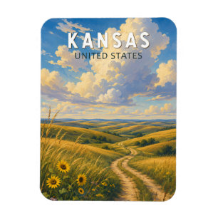 Kansas Illustratie Reis Kunst Vintage Magneet