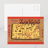 Kansas kaart ansichtkaart (Voorkant / Achterkant)