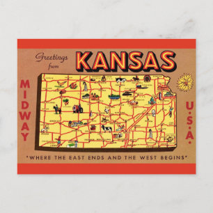 Kansas Kaart Ansichtkaart