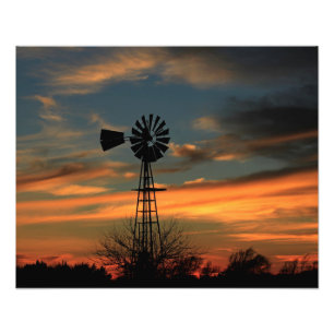 Kansas Kerstmis 2021 Windmill Zonneuitbreiding Foto Afdruk