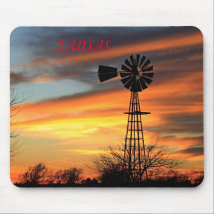 Kansas Kerstwindmolen - Muismat voor zonsondergang