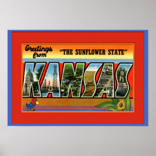 Kansas Large Letter Greeting Poster