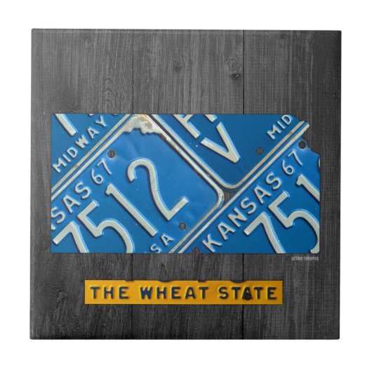 Kansas Licence Bord Map Ceramic Tile Tegeltje (Voorkant)