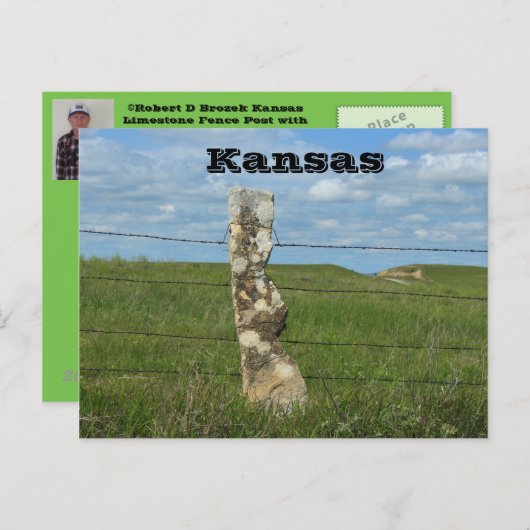 Kansas Limestone clôture Post CARTE POST (Devant / Derrière)