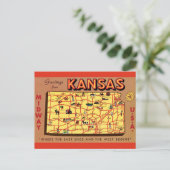 Kansas Map Briefkaart (Staand voorkant)