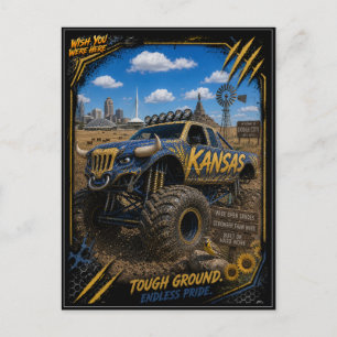 Kansas Monster Truck Off Road Kunst Briefkaart