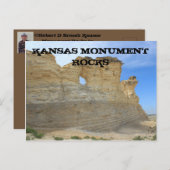 Kansas Monument Rocks avec ciel bleu Carte postale (Devant / Derrière)