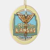 Kansas Nurse Caduceus Keramisch Ornament (Rechts)
