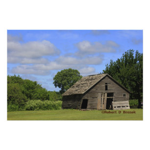 Kansas Old Barn met blauw hemel Foto Poster. Foto Afdruk