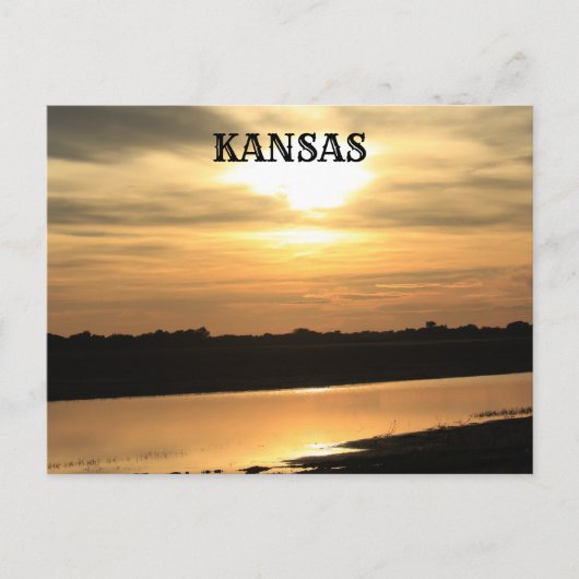 Kansas Oranje Sunset w Reflection Post Kaart (Voorkant)