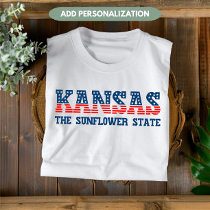 Kansas Patriottisch De Zonnebloemstaat Aangepast T-shirt