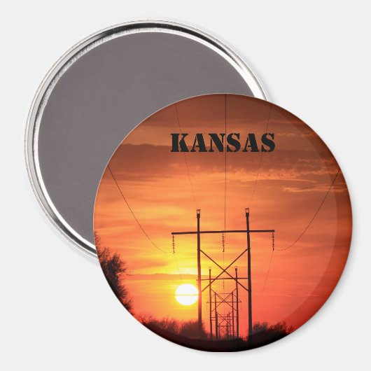 Kansas Power line Sunset closeup Magnet (Recto/Verso)