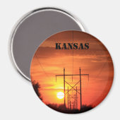 Kansas Power line Sunset Cup Magnet Magneet (Voorkant / Achterkant)