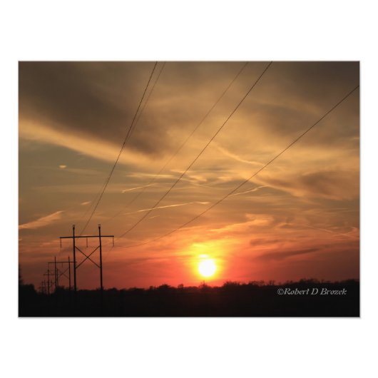 Kansas Power Line Sunset Foto Afdruk (Voorkant)