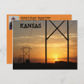 Kansas Power Line Sunset Silhouette Post Kaart (Voorkant / Achterkant)