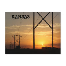 Kansas Power Line Sunset Silhouette Post Kaart