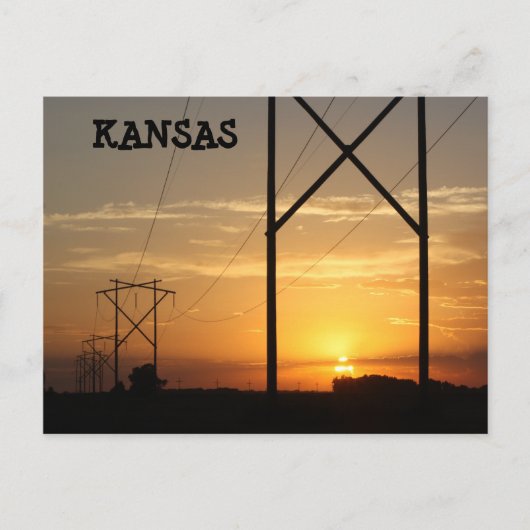 Kansas Power Line Sunset Silhouette Post Kaart (Voorkant)
