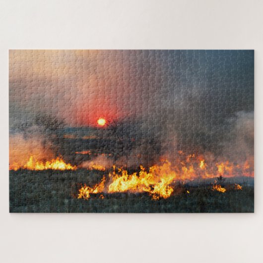 Kansas Prairie Burn op Sunset Legpuzzel (Horizontaal)