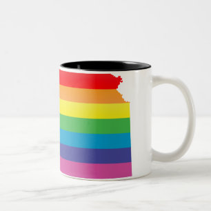 Kansas Pride. Gestreept. Tweekleurige Koffiemok