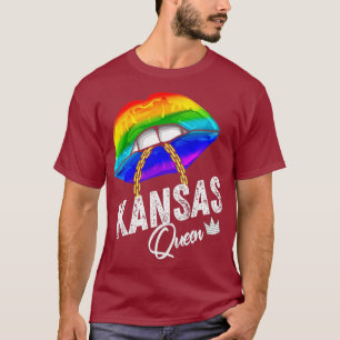 Kansas Queen LGBTQ Gay Pride Regenboogvlag Verenig T-shirt