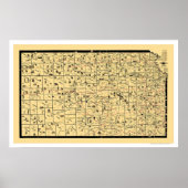 Kansas Railroad Map 1897 Poster (Voorkant)