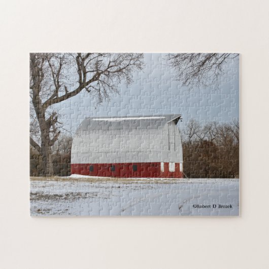 Kansas Red Barn en Snow Legpuzzel (Horizontaal)