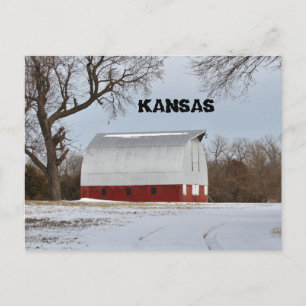 Kansas Red Barn met boom- en sky Post-Kaart Briefkaart
