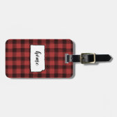 Kansas | Red & Black Buffalo Plaid Home State Bagagelabel (Voorkant horizontaal)