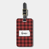Kansas | Red & Black Buffalo Plaid Home State Bagagelabel (Voorkant verticaal)