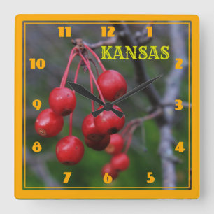 Kansas Red Cherry's closeup Square Wall Clock Vierkante Klok