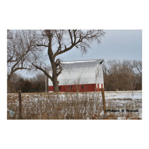 Kansas Red Country Barn Foto Uitbreiding Afdruk
