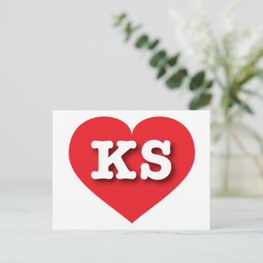 Kansas Red Heart - Ik hou van KS Briefkaart (Staand voorkant)