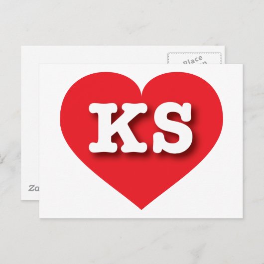 Kansas Red Heart - Ik hou van KS Briefkaart (Voorkant / Achterkant)