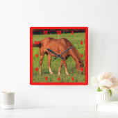 Kansas Red Horse Vierkante Klok (Huis)