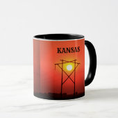 Kansas Red Power Line coucher de soleil CAFÉ MUG (Devant droit)