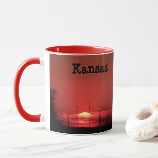 Kansas RED SUNSET café Mug (Avec donut)