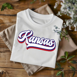 Kansas Rood Wit en Blauw Script T-shirt